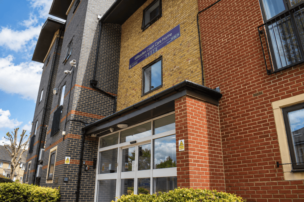 Willesden Court Care Home Exterior Entrance Image, a care home in London.