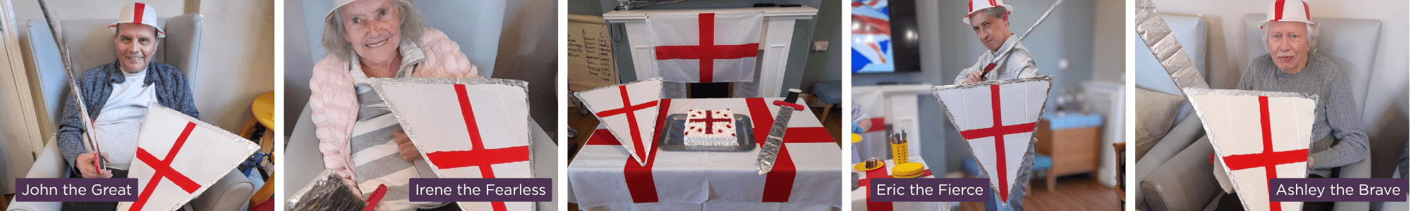 St George’s Day Celebration at Brackenbridge House Residents enjoy St George’s Day with themed hats and decorations.