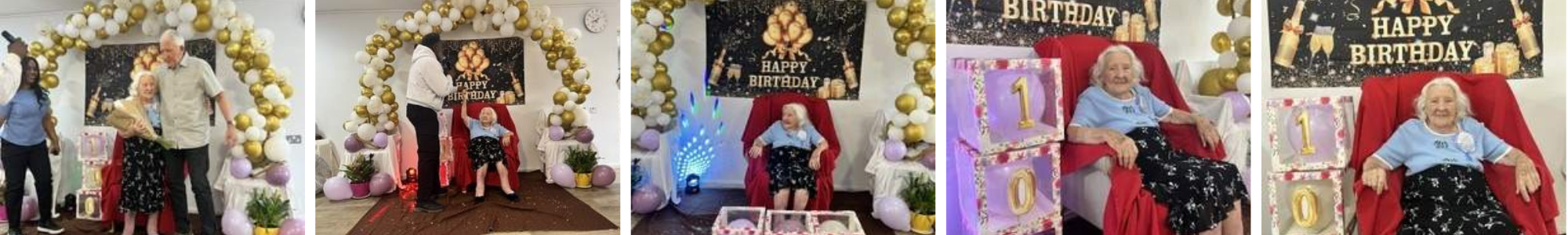 Centenarian resident celebrating 100th birthday at nursing home