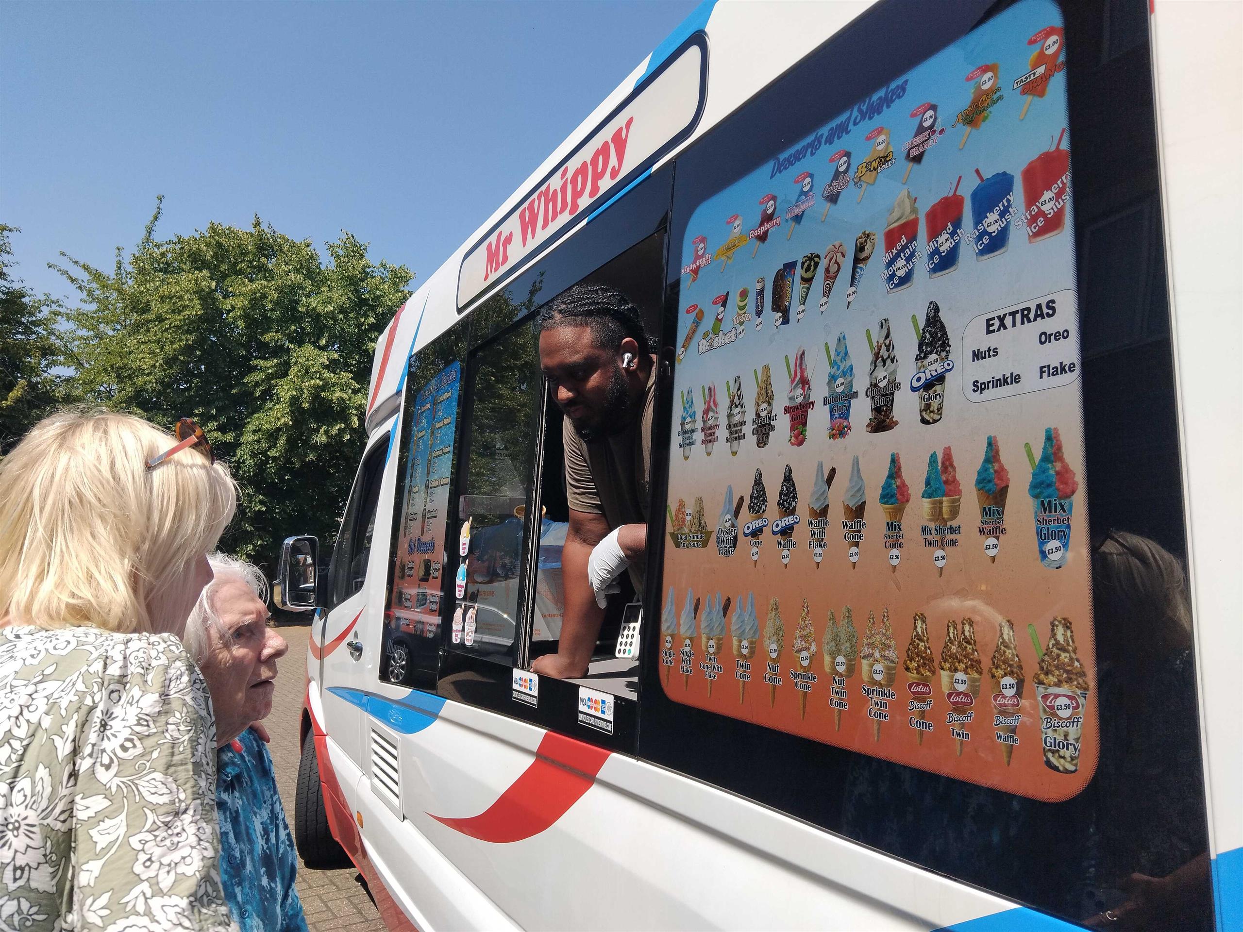 Mr Whippy ice cream van serving sweet treats at Lansdowne Care Home