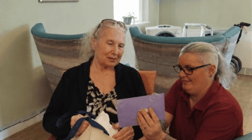 Janet at The Headington Care Home receives birthday card