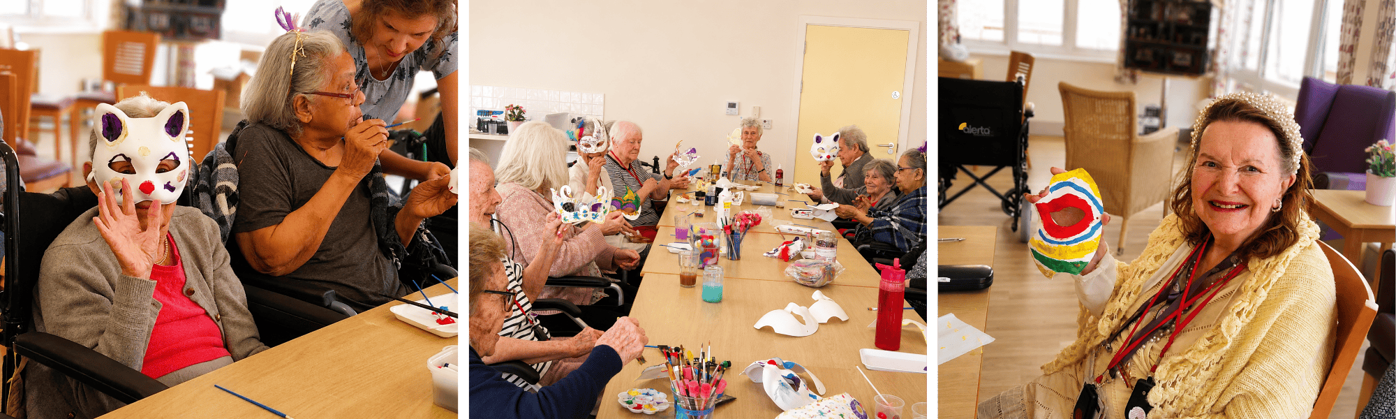 Venice carnival mask craft with Lynwood Explorer residents