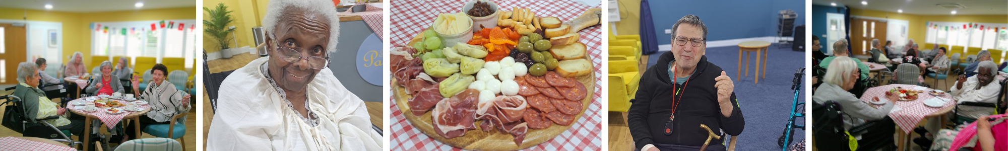 Passengers enjoying an Italian buffet of meats, cheeses and olives