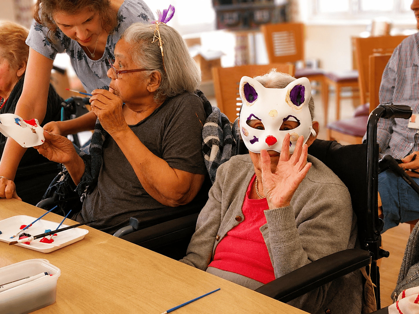 Elderly art therapy on the Lynwood Explorer with Venetian masks