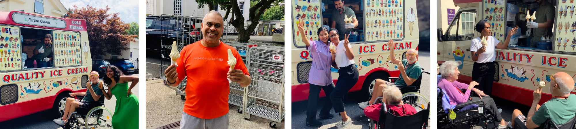 Happy residents enjoy ice cream during our van visit
