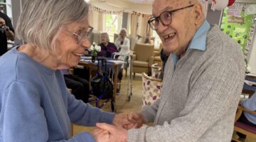 Father’s Day at Lucton House: residents share a warm handshake
