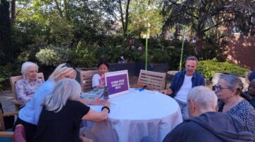 Residents enjoy Lansdowne Care Home quiz outdoors in garden