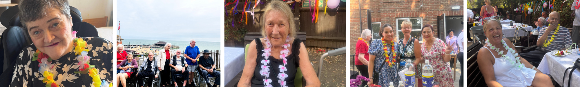 Elderly residents socialising at community garden party