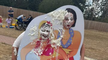 Summer fete fun with children covered in shaving foam at Peverel Green