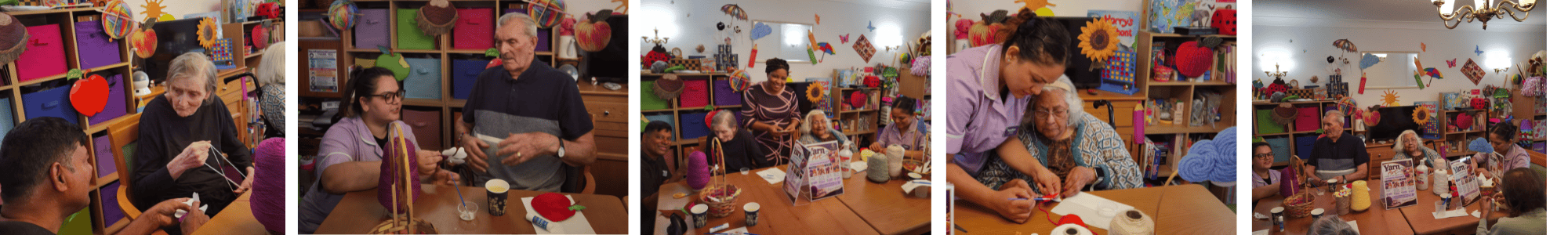Older residents create colourful yarn art at Norwood Green Care Home