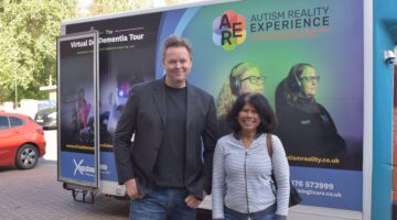 Lynwood Care Centre visitors at Virtual Dementia Tour bus