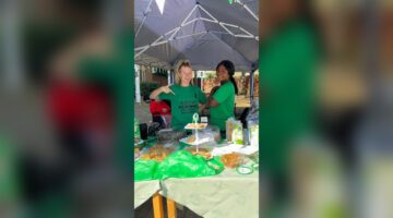 Murrayfield Care Home staff at Macmillan Coffee Morning table